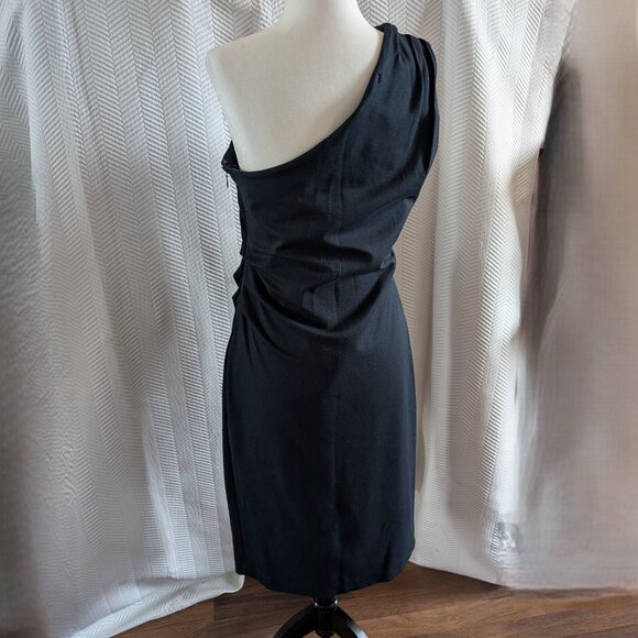 Banana Republic Navy Blue One Shoulder Dress Minimalist Size 10 Cocktail - Picture 2 of 12